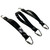 Three black spearfishing roller butt conversion kits with metal carabiners and attachment hardware arranged in descending sizes