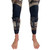 Camo and black neoprene shin weights with adjustable straps worn on both legs, front view