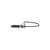 Black swivel clip with carabiner attachment and rope loop, shown from side view on white background