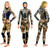 Women's Yamamoto 3D Reef Camo 2 Piece Open Cell Wetsuit shown front, back, and side views in brown camo pattern