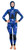 Woman wearing blue ocean camouflage Yamamoto 3D open cell wetsuit with hood, front view full length