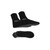 Black neoprene dive socks with high cut design and textured soles, displayed from multiple angles