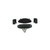 Black replacement fin hardware set with clips and metal screws, flat lay view