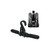 Black folding wetsuit hanger shown open on left and compact closed position on right, front view