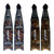 Two pairs of MAKO Pro Fiberglass Freedive Fins displayed front-view, showing interchangeable blades in blue camo and brown camo patterns
