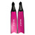 Pair of bright pink Pro Fiberglass Freedive Fins with black foot pockets and interchangeable blades, displayed flat against white background
