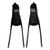 Black fiberglass freedive fins with interchangeable blades, front and back view, long blade design for women