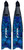 Pair of Mako blue camouflage fiberglass freedive fins with interchangeable blades, viewed from top angle