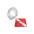 Clear dyneema cordage coiled above red and white power band assembly for pole spear rigging