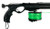 Black Titan Elite speargun with open muzzle, green line spool, and enclosed track guide, side view
