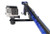 Titan Elite Speargun with blue enclosed track and black roller muzzle mounted with action camera