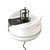 Ocean Guardian Shark Shield for Swimming, white circular flotation device with black control panel and antenna, top angle view