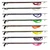 Spartan Elite Spearguns with aluminum barrels in eight colors: red, tan, blue, green, orange, yellow, black, and pink coiled line