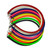 Colorful rubber bands for speargun in red, blue, pink, yellow, orange, green and black arranged in circular coils with metal clasp connectors