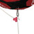 Red MAKO freedive rope pulley attached to white rope and red-black canopy, overhead view