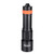 Black cylindrical 1700 Lumens Dive Light with orange band, viewed from front angle on white background
