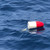 MAKO Buoy Style Marker Float red and white cylinder floating in blue ocean water