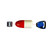 MAKO Buoy Style Marker Float with red and white body, connected to black and blue line reels on white background