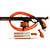 MAKO Titan Elite speargun in black with orange tubing, coiled hose, trigger assembly, and accessories laid out flat against white background