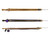 MAKO Santa Catalina speargun trio showing three angles with teak wood stock, double roller mechanism, and enclosed track design