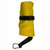 Yellow MAKO CO2 auto-inflate seabass float with black belt and wrist strap attachment, front view