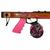 MAKO 2.0 speargun with pink handle grip and black reel mechanism, wooden barrel visible from side angle