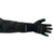 Black neoprene spearfishing glove with textured grip palm, wrist support strap, and extended cuff sleeve shown on white background