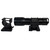 Black MAKO mask light mount bracket with tactical flashlight mounted on rail system, side view