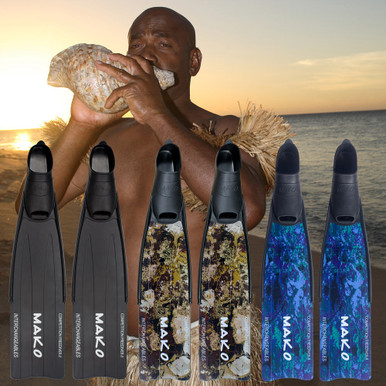 Freediving Spearfishing SCUBA Brown Camo Fiberglass Fins 80cm - MAKO  Spearguns