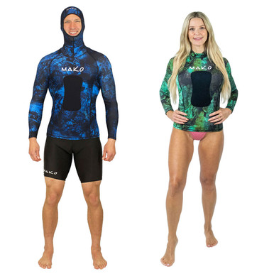 Long Sleeve Spearfishing Dive Skin Shirt with Removable Hood