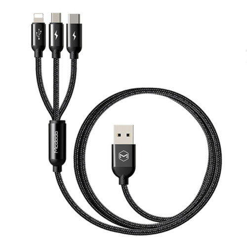 3-In-1 Lightning + Micro USB + Type C Cable