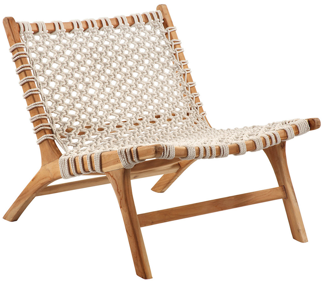 teak and rope lounge chair - Pacific Home Online