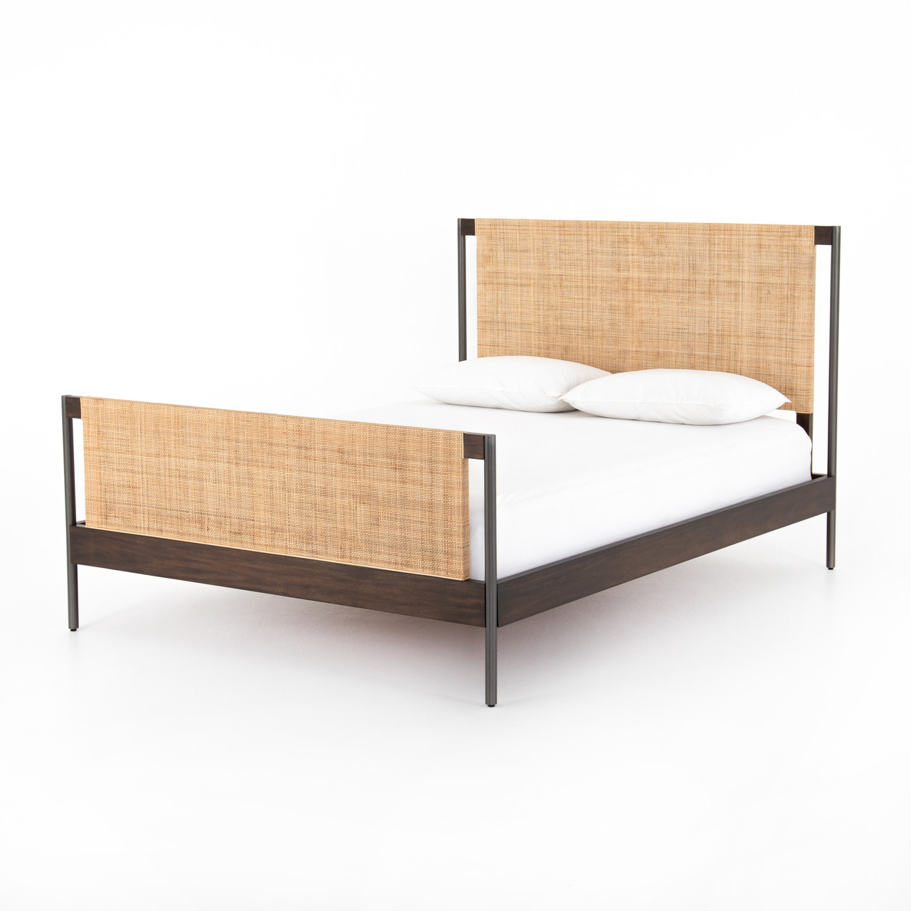 Jordana Woven Rattan And Mahogany Queen Bed Pacific Home