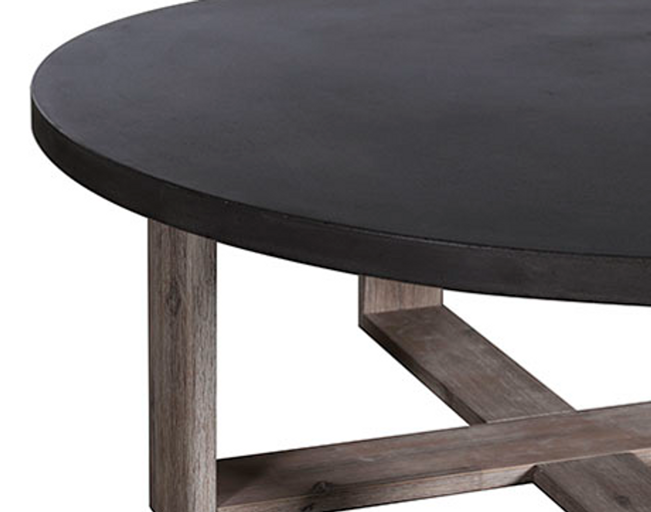 varza round lightweight concrete and acacia coffee table Pacific Home