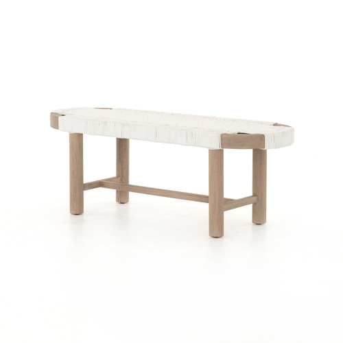 sumi outdoor teak bench-woven white/washed brown sumi outdoor teak bench-woven white/washed brown