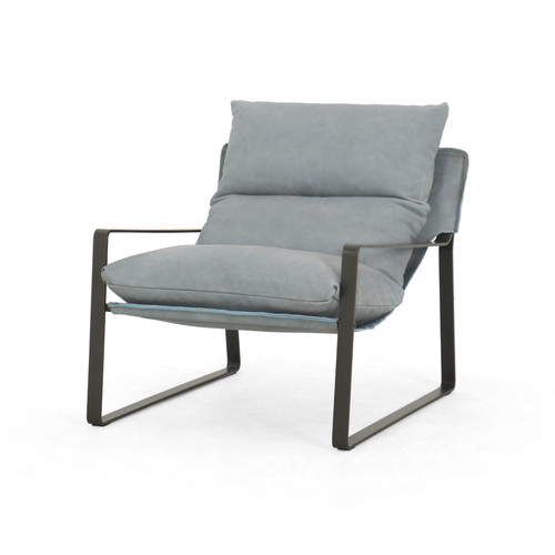 met leather sling chair-ice blue