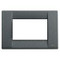 Square, Slate grey, 3 Modules, Cover Plates (Die-Cast Metal)