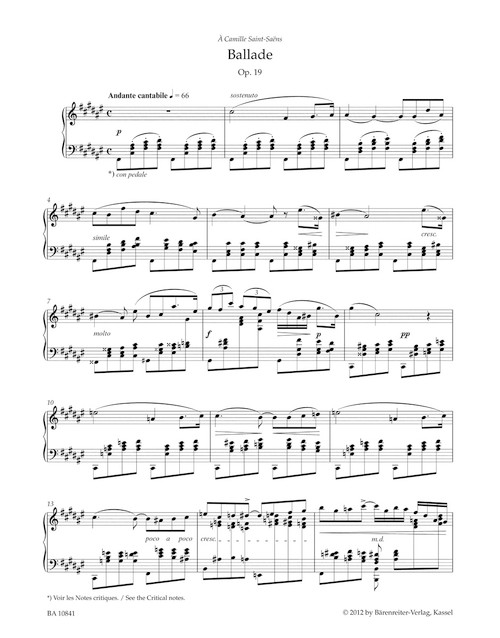 Ballade for Piano op. 19 N 56a [Bar:BA10841]