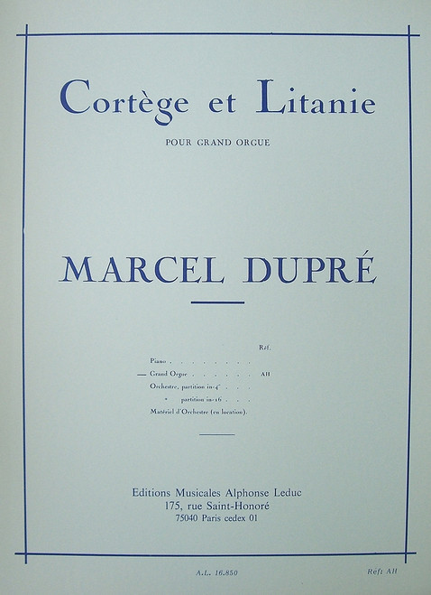 Dupre, Cortege Et Litanie [Led:AL16850]