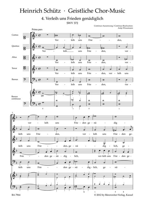 Schütz, Verleih uns Frieden genädiglich Nr. 4 SWV 372 (From "Geistliche Chor-Music")