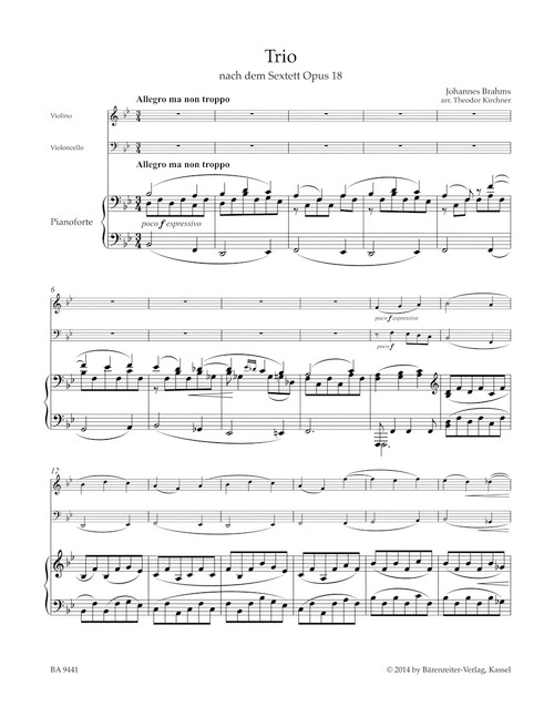Trio for Violin, Violoncello and Piano [Bar:BA9441]