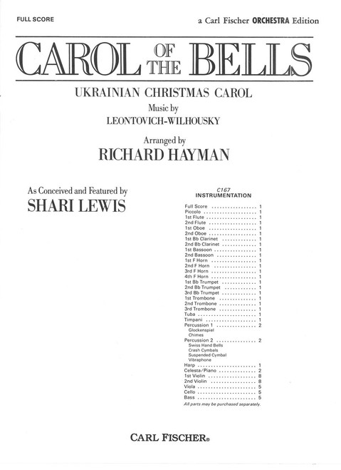 Wilhousky, Hayman, Leontovich, Carol Of The Bells [CF:C167F]