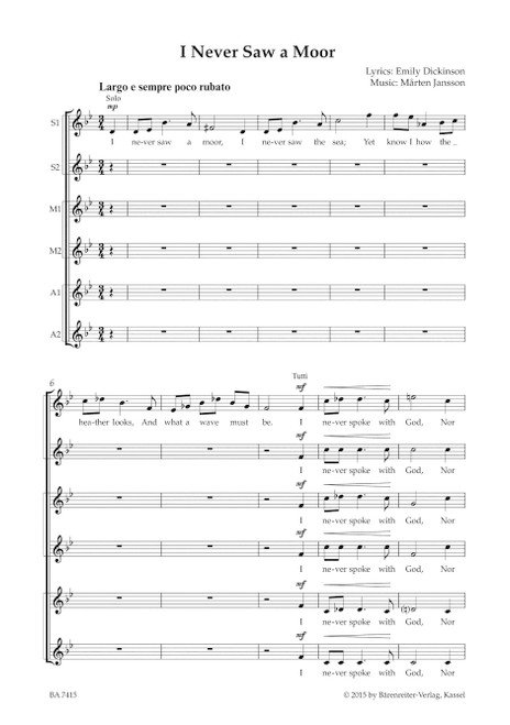 I Never Saw a Moor [Bar:BA7415]