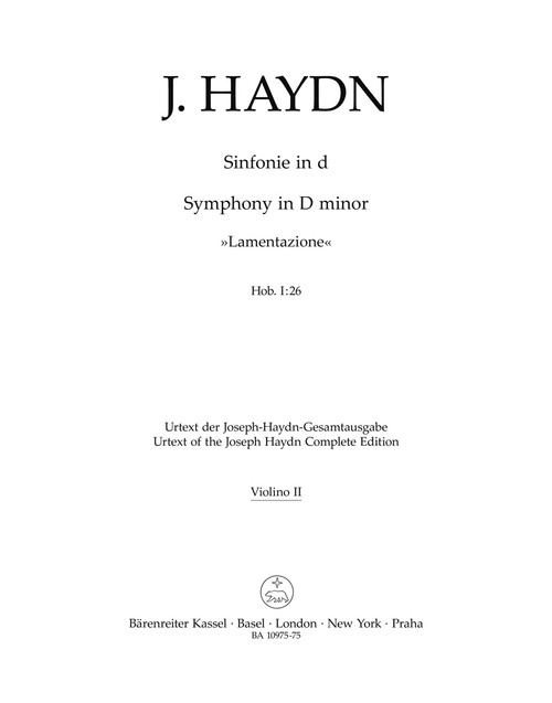 Symphony in D minor Hob. I:26 "Lamentazione" [Bar:BA10975-75]