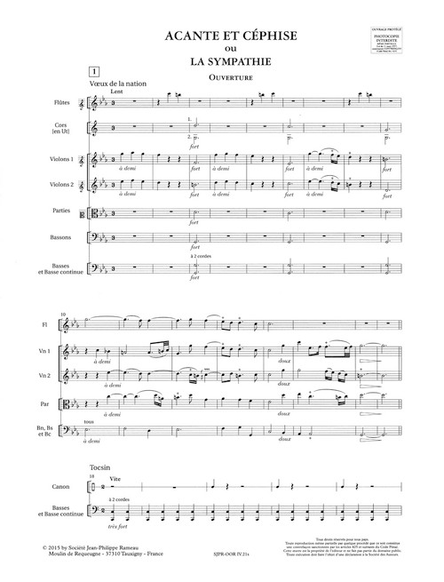 Acante et Céphise ou La sympathie RCT 21 [Bar:BA8897]