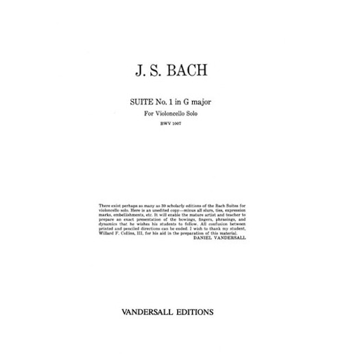 Bach, JS - 6 Suites BWV 1007 1012 for Cello - Arranged by Vandersall [M&M:3002207]