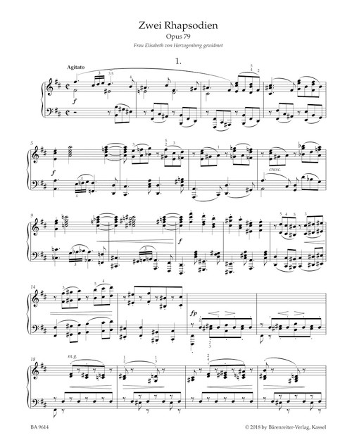 Two Rhapsodies for Piano op. 79 [Bar:BA9614]
