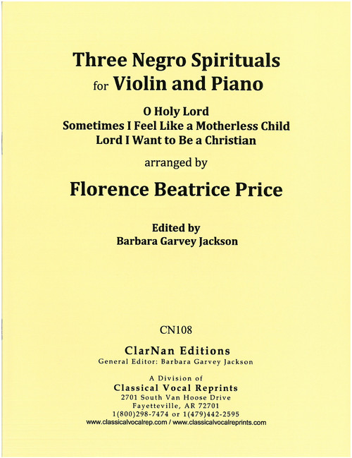 Price, 3 Negro Spirituals for Violin and Piano [CVR:CN108]