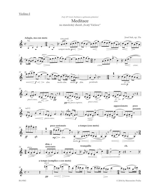 Meditation on the Old Czech Hymn "St Wenceslas" for String Quartet op. 35a [Bar:BA9583]