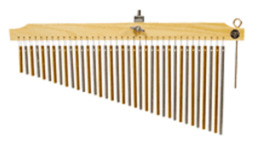 36 Chrome and Gold Chimes with Natural Finish Wood Bar [HL:755647]
